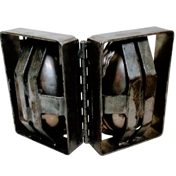 Antique Industrial Hinged Metal-Large Chocolate Single Egg Mold-1930's - Picture 9 of 12